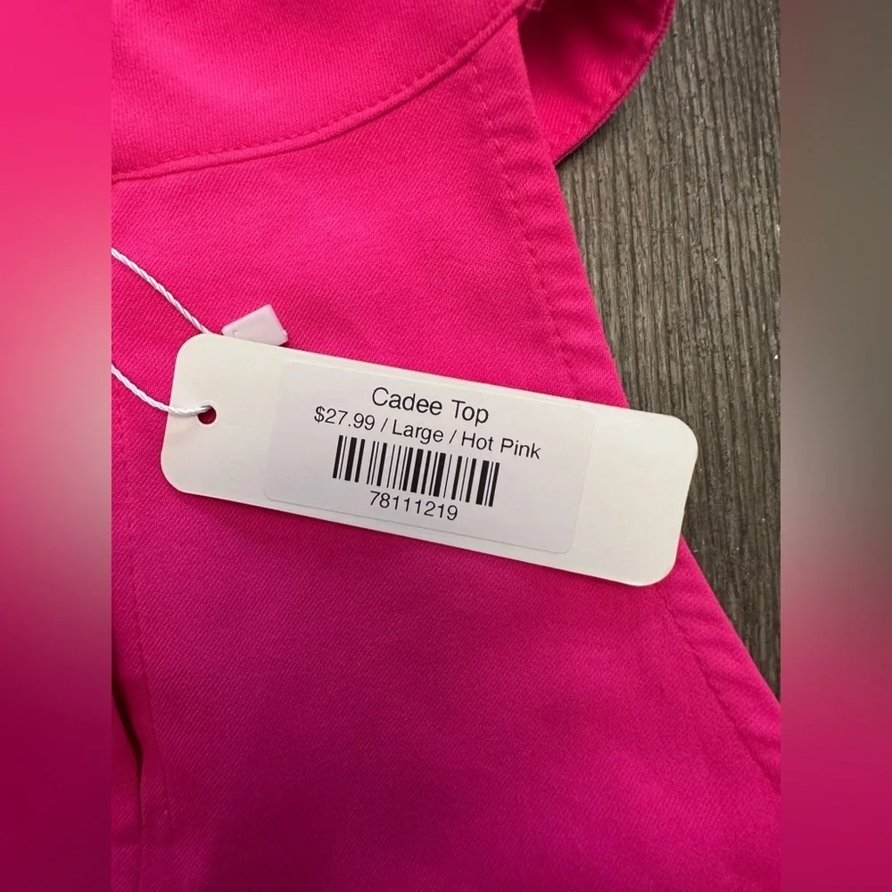 NWT GLAM HOT PINK HALTER CROPPED TOP - Size Large SKU:598